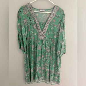 Jjill Floral Green/pink long sleeve women’s dress